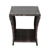 Glass Surface Brown Gradient Iron Frame Rattan Side Table - as picture
