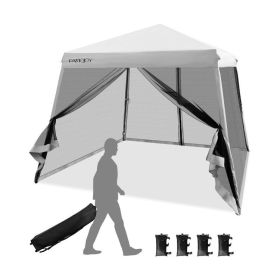 10 x 10 Feet Pop Up Canopy with Mesh Sidewalls and Roller Bag - Gray