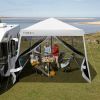 10 x 10 Feet Pop Up Canopy with Mesh Sidewalls and Roller Bag - White