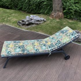2PCS Set Outdoor Lounge Chair Cushion Replacement Patio Funiture Seat Cushion Chaise Lounge Cushion (Blue flower) - as picture