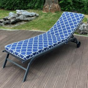 2PCS Set Outdoor Lounge Chair Cushion Replacement Patio Funiture Seat Cushion Chaise Lounge Cushion (Blue Striped Color) - as picture