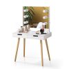 Wooden Vanity Table Makeup Dressing Desk with LED Light,dressing table with USB port,White - as Pic