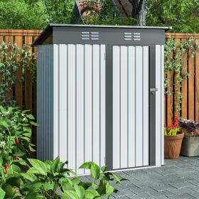 5 X 3 Ft Outdoor Storage Shed, Galvanized Metal Garden Shed With Lockable Doors, Tool Storage Shed For Patio Lawn Backyard Trash Cans - as Pic