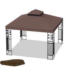 10 x 10 Ft Double Tiered Gazebo Replacement Top Cover - brown