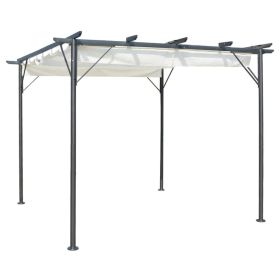 Pergola with Retractable Roof Cream White 9.8'x9.8' Steel - Cream