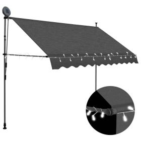 Manual Retractable Awning with LED 98.4" Anthracite - Grey