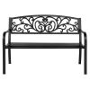50" Iron&PVC Outdoor Courtyard Decoration Park Leisure Bench - as picture