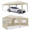 10 x 20 ft Heavy Duty Awning Canopy Pop Up Gazebo Marquee Party Wedding Event Tent with 6 Removable Sidewalls & Carry Bag - Beige