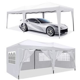 10 x 20 ft Heavy Duty Awning Canopy Pop Up Gazebo Marquee Party Wedding Event Tent with 6 Removable Sidewalls & Carry Bag - White