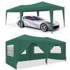 10 x 20 ft Heavy Duty Awning Canopy Pop Up Gazebo Marquee Party Wedding Event Tent with 6 Removable Sidewalls & Carry Bag - Green