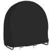 Round Firewood Rack Cover Waterproof Windproof UV Resistant 210D Oxford Cloth Outdoor Circular Wood Log Rack Cover 39.37x22.83x40.94in Black - black