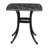 Outdoorr Cast Aluminum Square Table, End Table Side Table for Paio Backyard Pool, Cast Aluminum Cocktail Table, Outdoor Bar Table, Black - as picture