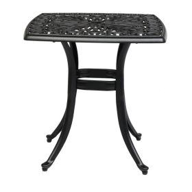 Outdoorr Cast Aluminum Square Table, End Table Side Table for Paio Backyard Pool, Cast Aluminum Cocktail Table, Outdoor Bar Table, Black - as picture