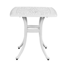 Outdoorr Cast Aluminum Square Table, End Table Side Table for Paio Backyard Pool, Cast Aluminum Cocktail Table, Outdoor Bar Table, White - as picture
