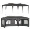 10 x 20 ft Heavy Duty Awning Canopy Pop Up Gazebo Marquee Party Wedding Event Tent with 6 Removable Sidewalls & Carry Bag - Black