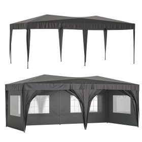 10 x 20 ft Heavy Duty Awning Canopy Pop Up Gazebo Marquee Party Wedding Event Tent with 6 Removable Sidewalls & Carry Bag - Black