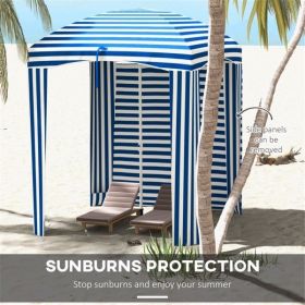 Outdoor Umbrella-Blue White - as picture