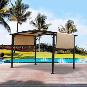12 x 9 Ft Outdoor Pergola Patio Gazebo,Retractable Shade Canopy,Steel Frame Grape Gazebo,Sunshelter Pergola - As Picture