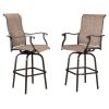 2pcs Wrought Iron Swivel Bar Chair Patio Swivel Bar Stools Brown (ONLY chair) - as picture