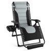 Super-Wide Folding Padded Zero Gravity Chair Patio Recliner Lounge Tray+Foot Pad - as picture