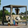 Direct Wicker Steel Lounger With Shade and Curtain, Adjustable Back Outdoor Daybed - Brown