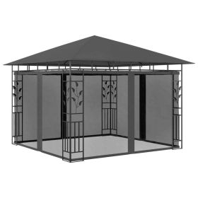 Gazebo with Mosquito Net 9.8'x9.8'x9' Anthracite 0.6 oz/ft¬≤ - Grey