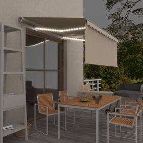 Manual Retractable Awning with Blind&LED 9.8'x8.2' Cream - Cream