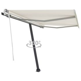 Freestanding Manual Retractable Awning 118.1"x98.4" Cream - Cream