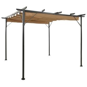 Pergola with Retractable Roof Taupe 9.8'x9.8' Steel 0.6 oz/ft¬≤ - Taupe