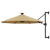 Wall-mounted Parasol with LEDs and Metal Pole 118.1" Taupe - Taupe