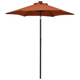 Parasol with LED Lights Terracotta 78.7"x83.1" Aluminum - Terracotta