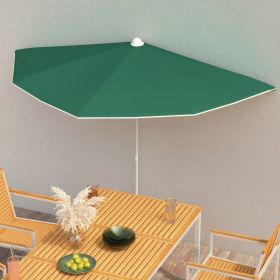 Garden Half Parasol with Pole 70.9"x35.4" Green - Green