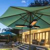 1500W Foldable Electric Patio Heater Umbrella with 3 Heating Panels; for Pergola Outdoor or Gazabo Parasol - Black - Aluminum Construction