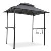 Outdoor Grill Gazebo 8 x 5 Ft, Shelter Tent, Double Tier Soft Top Canopy and Steel Frame with hook and Bar Counters, Grey - as pic