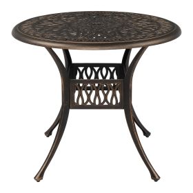 90*90*75cm Round Top Courtyard Cast Aluminum Table Bronze - Bronze