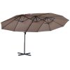 14ft Patio Umbrella Double-Sided Outdoor Market Extra Large Umbrella with Crank, Cross Base for Deck, Lawn, Backyard and Pool, Brown - as Pic