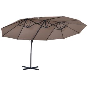 14ft Patio Umbrella Double-Sided Outdoor Market Extra Large Umbrella with Crank, Cross Base for Deck, Lawn, Backyard and Pool, Brown - as Pic