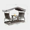 4-Seat Outdoor Glider Benches with Canopy, Retro Metal Glider Chair with Aluminum Frame, Patio Swing Chair for Outside,Garden,Lawn - as Pic
