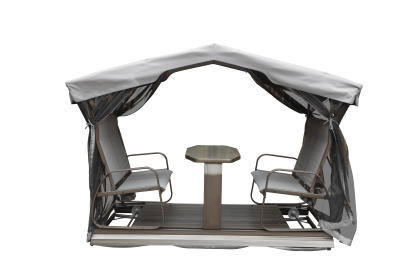 4-Seat Outdoor Glider Benches with Canopy, Retro Metal Glider Chair with Aluminum Frame, Patio Swing Chair for Outside,Garden,Lawn - as Pic