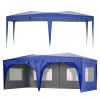 10'x20' EZ Pop Up Canopy Outdoor Portable Party Folding Tent with 6 Removable Sidewalls + Carry Bag + 6pcs Weight Bag Beige Blue - as Pic