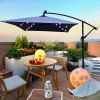 Rectangle 2x3M Outdoor Patio Umbrella Solar Powered LED Lighted Sun Shade Market Waterproof 8 Ribs Umbrella with Crank and Cross Base for Garden Deck