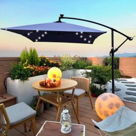 Rectangle 2x3M Outdoor Patio Umbrella Solar Powered LED Lighted Sun Shade Market Waterproof 8 Ribs Umbrella with Crank and Cross Base for Garden Deck