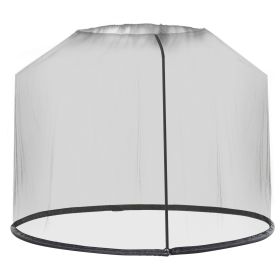 7.5FT Patio Umbrella Net, Universal Canopy Mesh Netting with Zipper Door, Weight & Draw String for Umbrella Table or Outdoor Seating, Black - as Pic