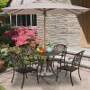 90*90*75cm Round Top Courtyard Cast Aluminum Table Bronze - Bronze
