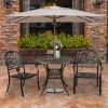 90*90*75cm Round Top Courtyard Cast Aluminum Table Bronze - Bronze