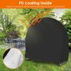 Round Firewood Rack Cover Waterproof Windproof UV Resistant 210D Oxford Cloth Outdoor Circular Wood Log Rack Cover 39.37x22.83x40.94in Black - black