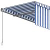 Manual Retractable Awning with Blind 9.8'x8.2' Blue&White - Blue