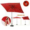 Support Dropshipping Led Red Garden Outdoor Adjustable Title 10 Ft Patio Umbrella With Solar Lights - as Pic
