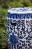 Ceramic Garden Stool, Blue and White Small Side Tabel, D11" x 16" - as Pic