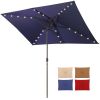 Adjustable Tilt Led Lights Blue Rectangular Patio Large Umbrella For Beach Outside Outdoor - as Pic